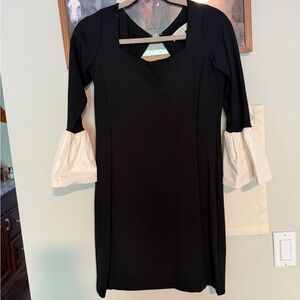 LOFT Black Dress with White Sleeves